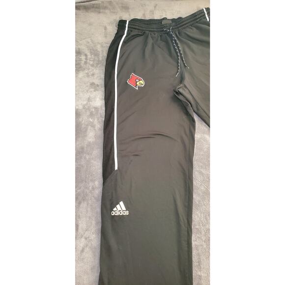 Adidas Louisville Cardinals Sz M Team Black Track Pants Ankle Zip Mesh Ca15 - Picture 4 of 8
